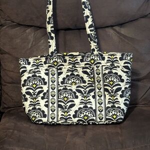 Vera Bradley Fanfare Floral Black and White Tote Bag